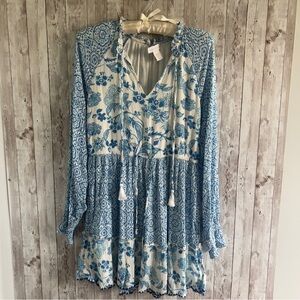 House of Harlow 1960 Blue White Floral Dress
